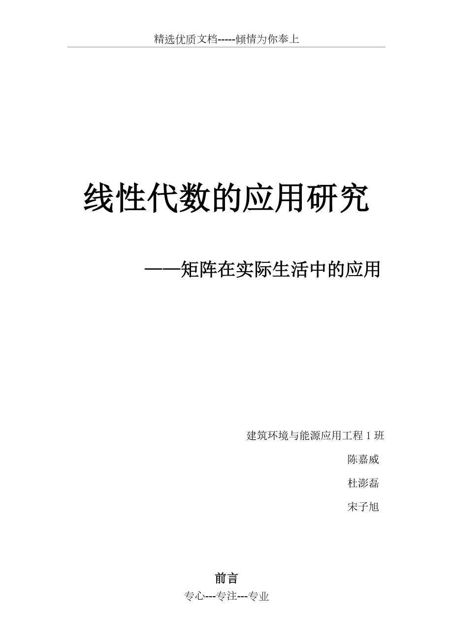 线性代数报告(共16页)_第1页