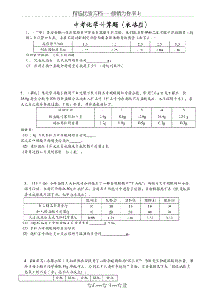 中考化学表格型计算题练习(附解析)(共7页)