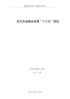 武汉市金融业发展十三五规划(共29页)