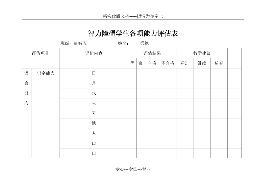 智力学生各项能力评估表(共7页)_第1页