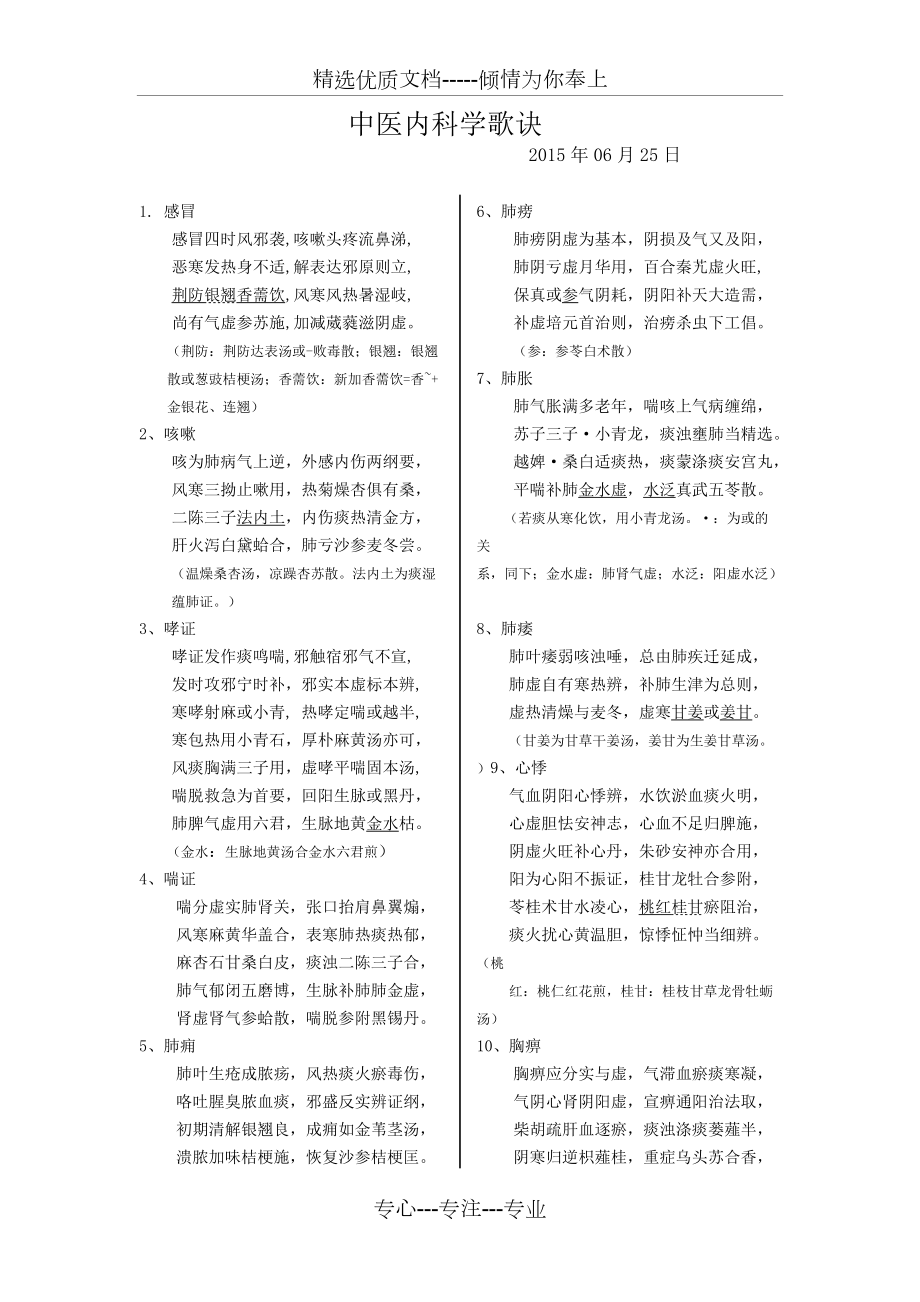中医内科学病名歌诀终极版(共6页)_第1页