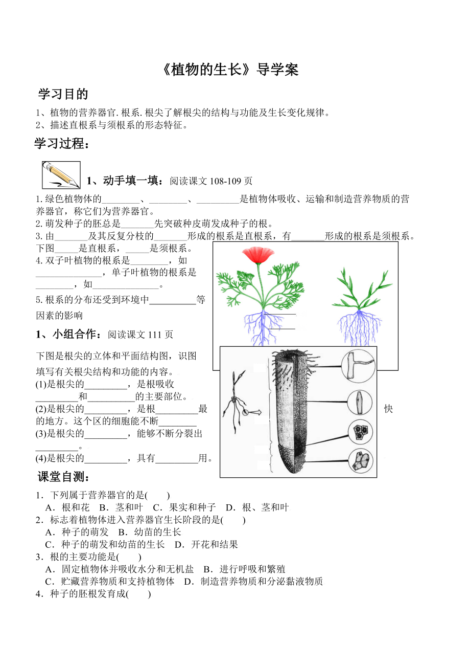 《植物的生長》導(dǎo)學(xué)案_第1頁