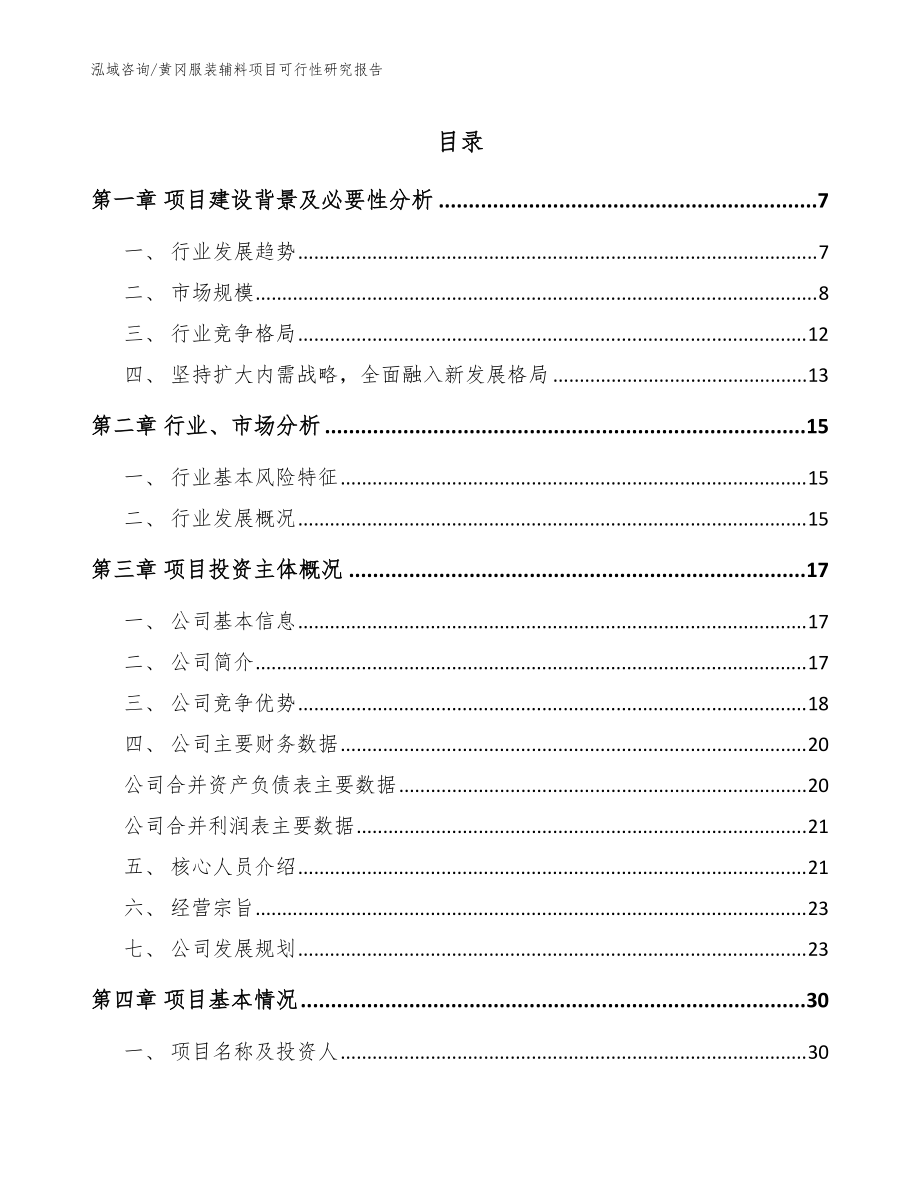 黄冈服装辅料项目可行性研究报告模板_第1页