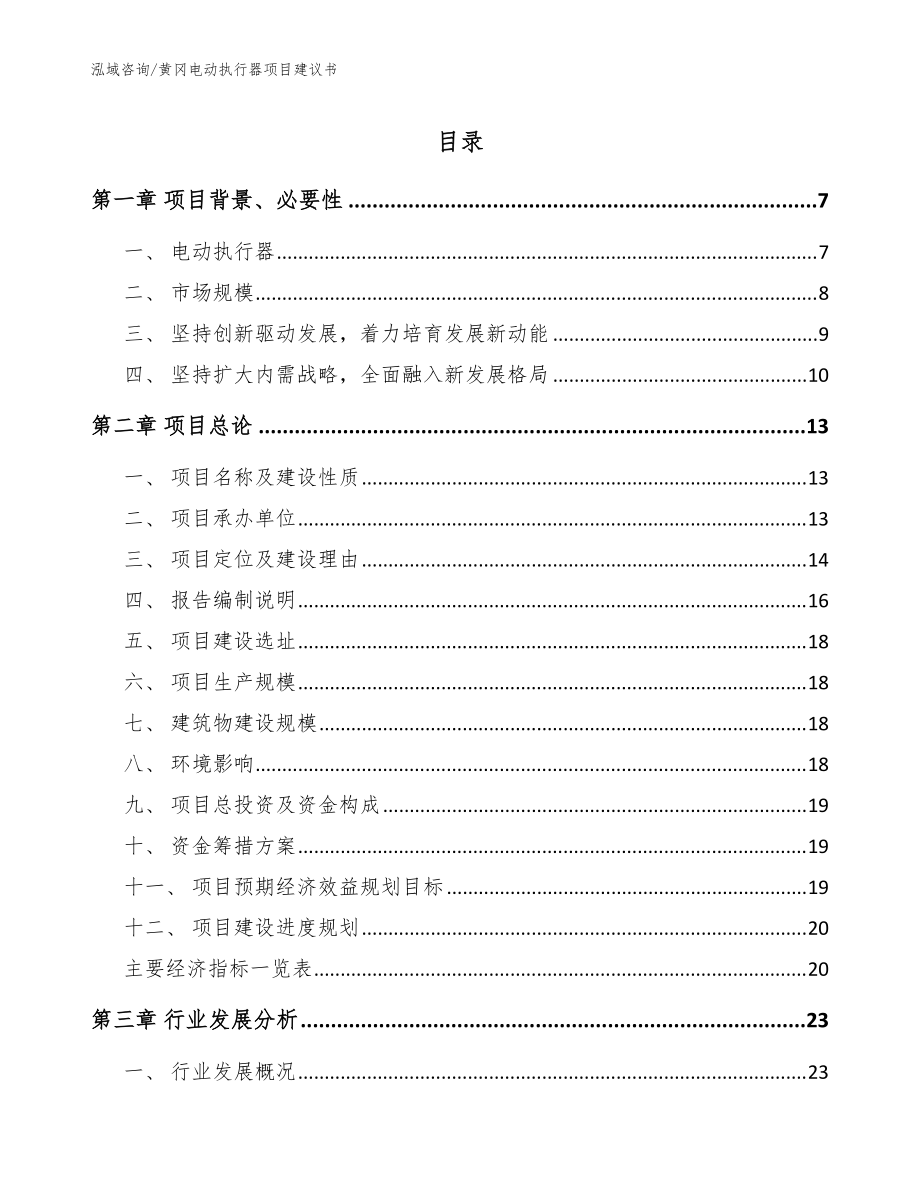 黄冈电动执行器项目建议书【模板参考】_第1页