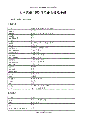 初中英语1600词汇分类速记手册(共57页)