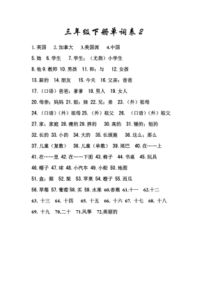 三年級下冊單詞表2