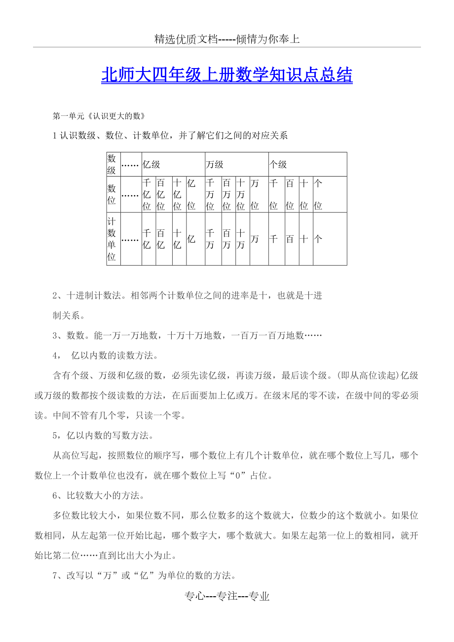 北師大四年級(jí)上冊(cè)數(shù)學(xué)知識(shí)點(diǎn)總結(jié)(共7頁(yè))_第1頁(yè)