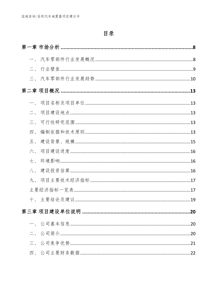岳阳汽车减震器项目建议书_模板范文_第1页