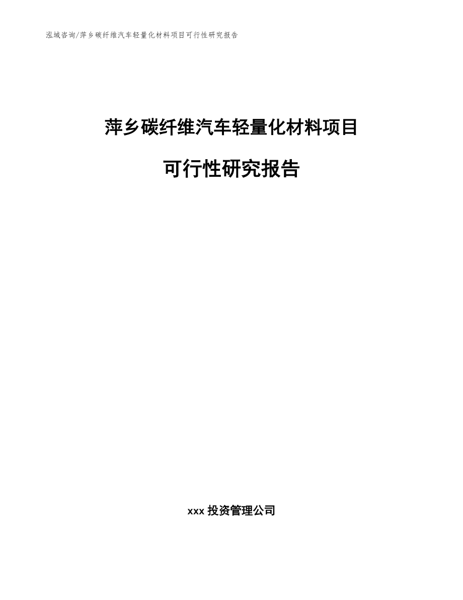 萍乡碳纤维汽车轻量化材料项目可行性研究报告（范文）_第1页