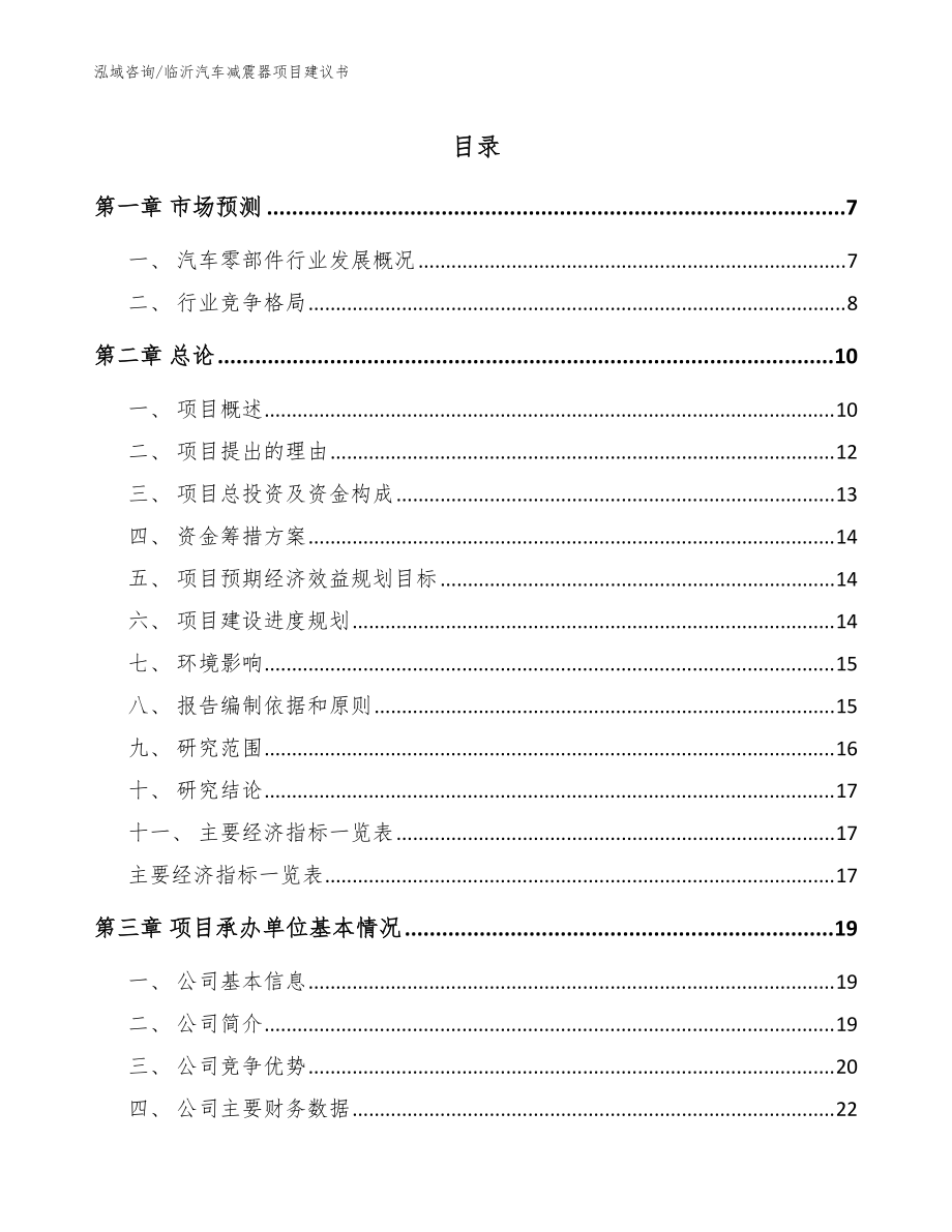 临沂汽车减震器项目建议书（参考范文）_第1页