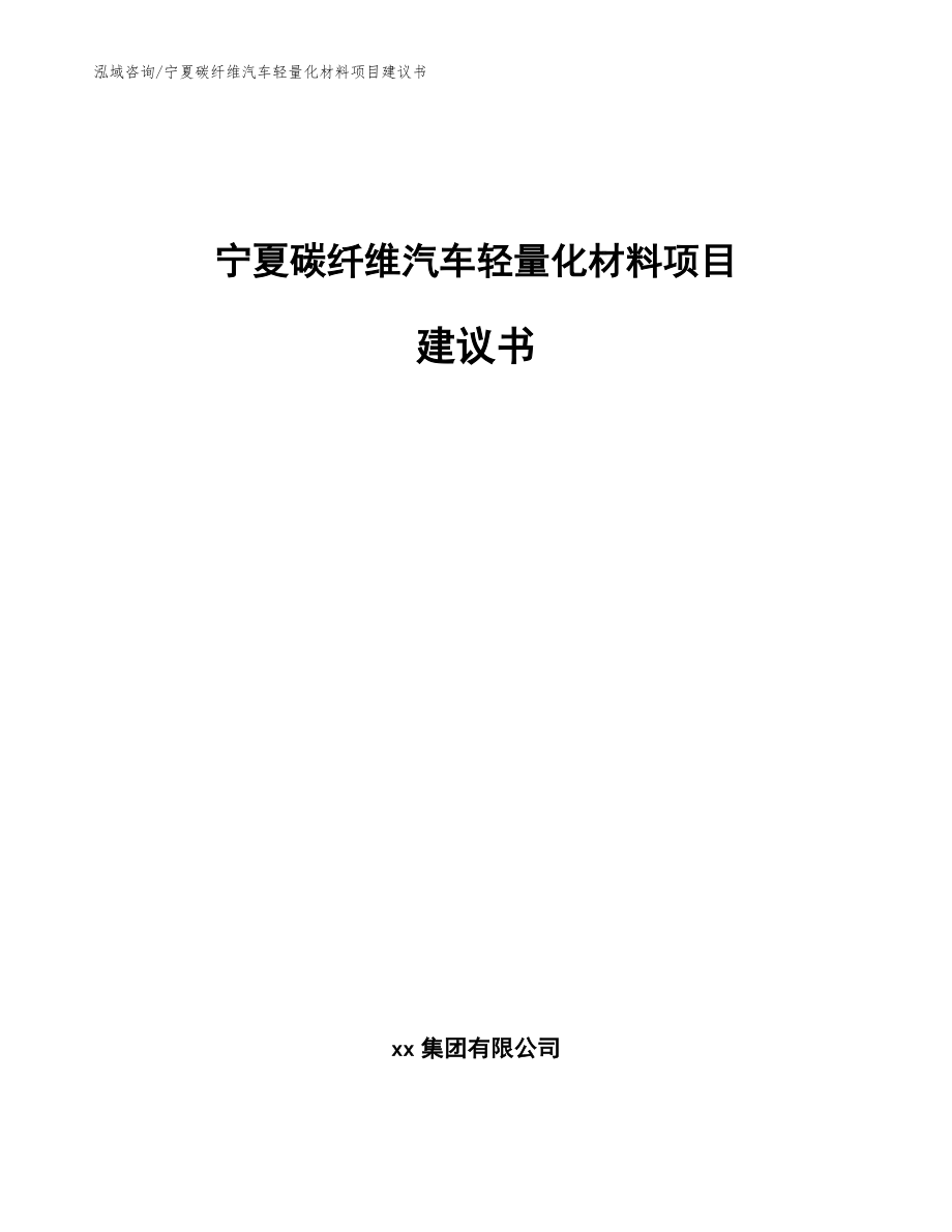 宁夏碳纤维汽车轻量化材料项目建议书（范文模板）_第1页