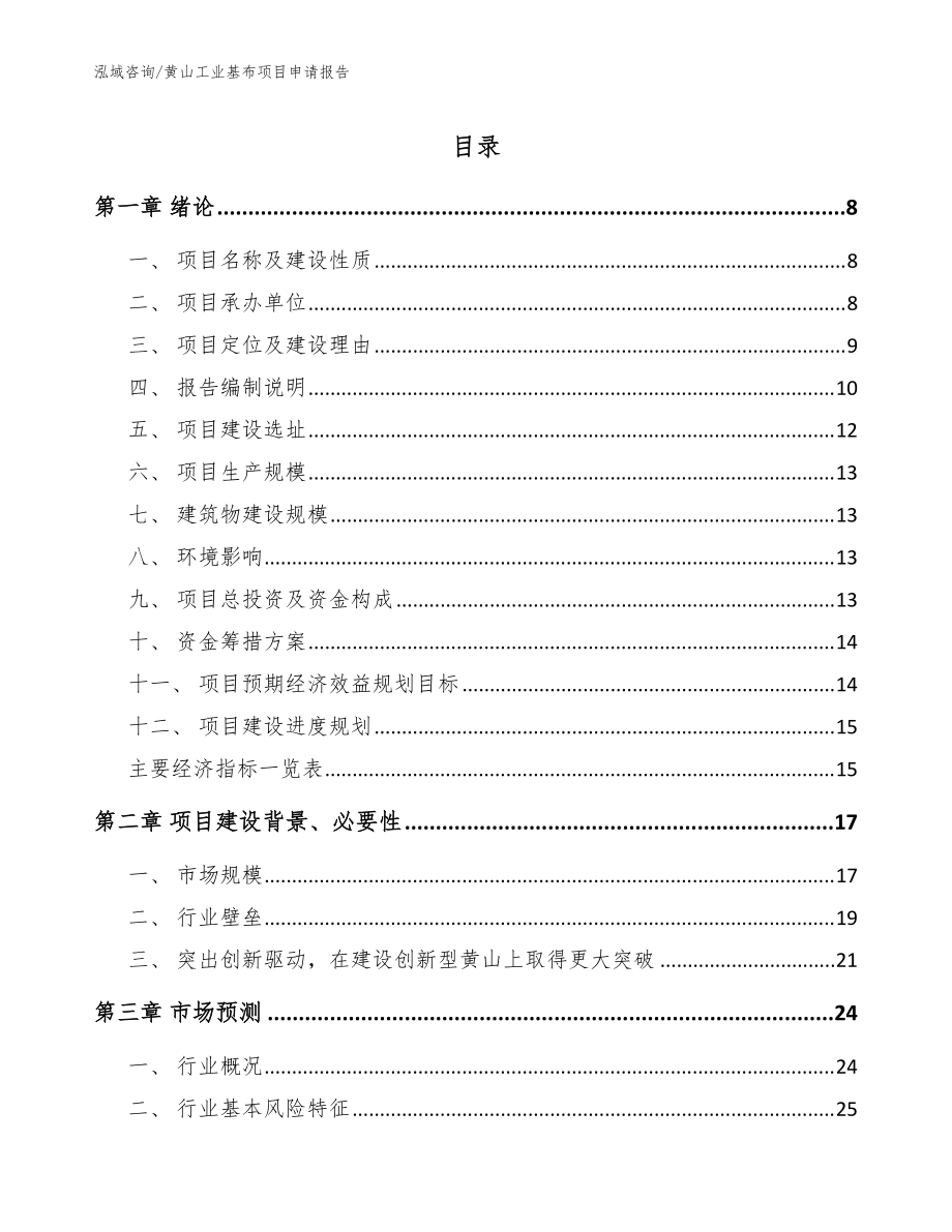 黄山工业基布项目申请报告（参考范文）_第1页