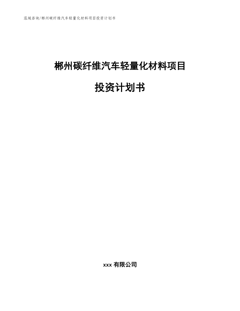 郴州碳纤维汽车轻量化材料项目投资计划书【模板参考】_第1页