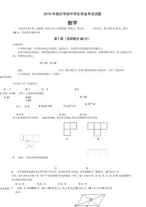 2010年各中考數(shù)學(xué)試題12套打包山東臨沂