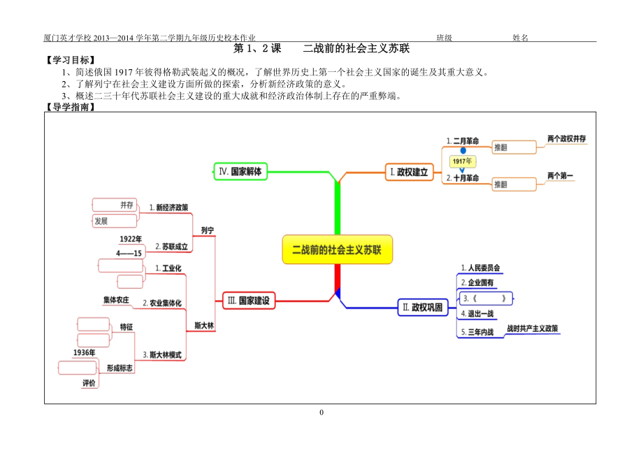 世界現(xiàn)代史思維導(dǎo)圖學(xué)案_第1頁(yè)