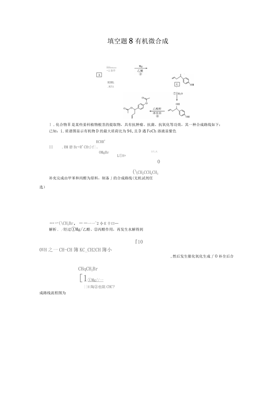 2020高考化学重要填空逐空特训填空题821_第1页