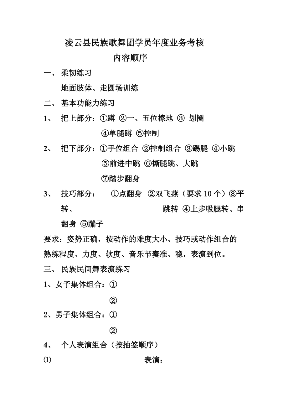 凌云县民族歌舞团学员年度业务考核方案_第1页
