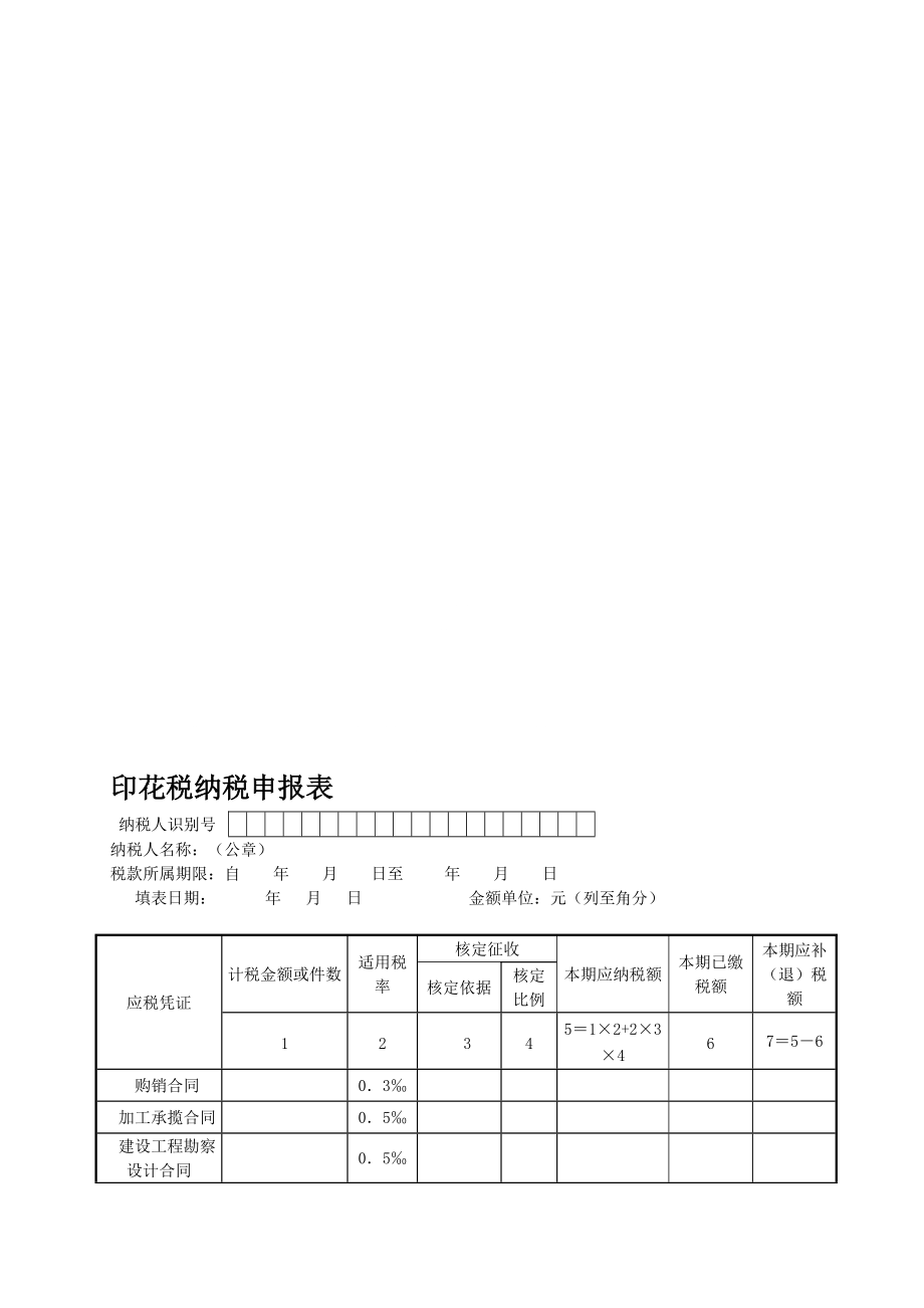 印花税纳税申报表申报