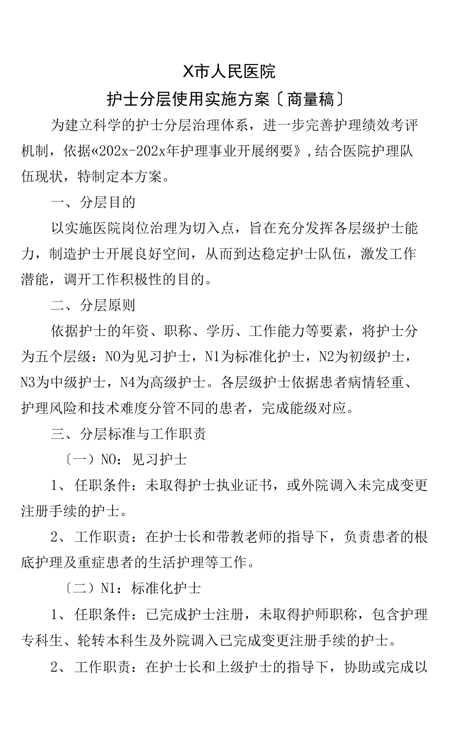 修《沧州市人民医院护士分层使用实施方案》_第1页