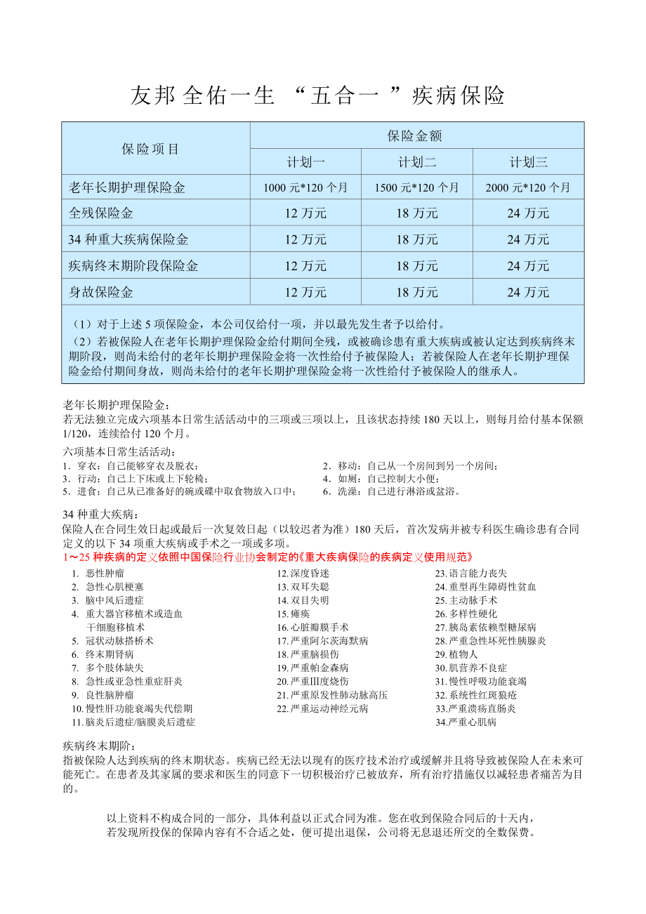 友邦保險全佑一生計劃書