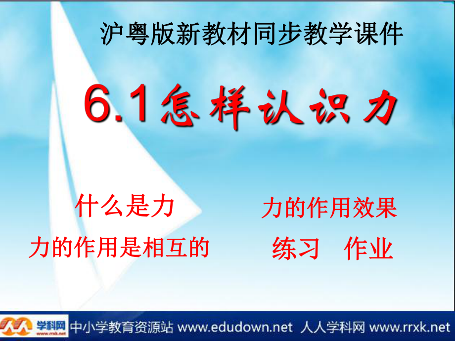 粤沪版八年级下册61《怎样认识力物》PPT课件2_第1页