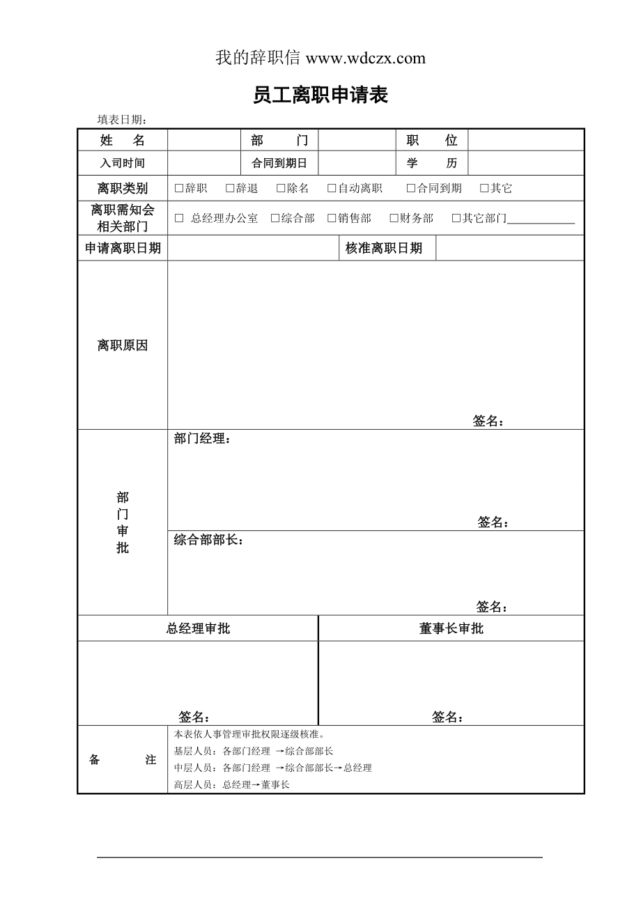 員工離職審批表 - 辭職報告 辭職信 辭職報告范文 我的辭職信_第1頁