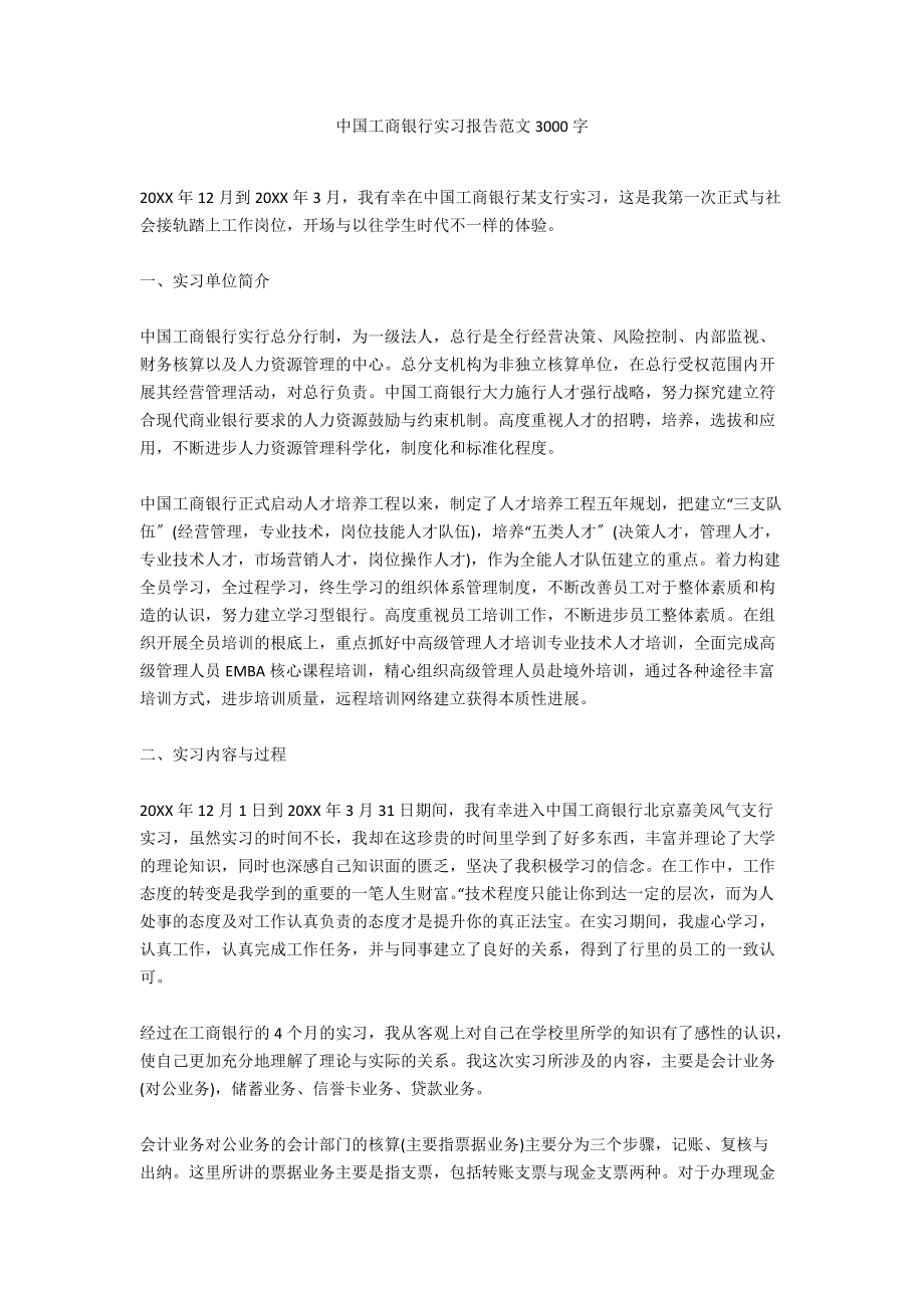 中国工商银行实习报告范文3000字_第1页