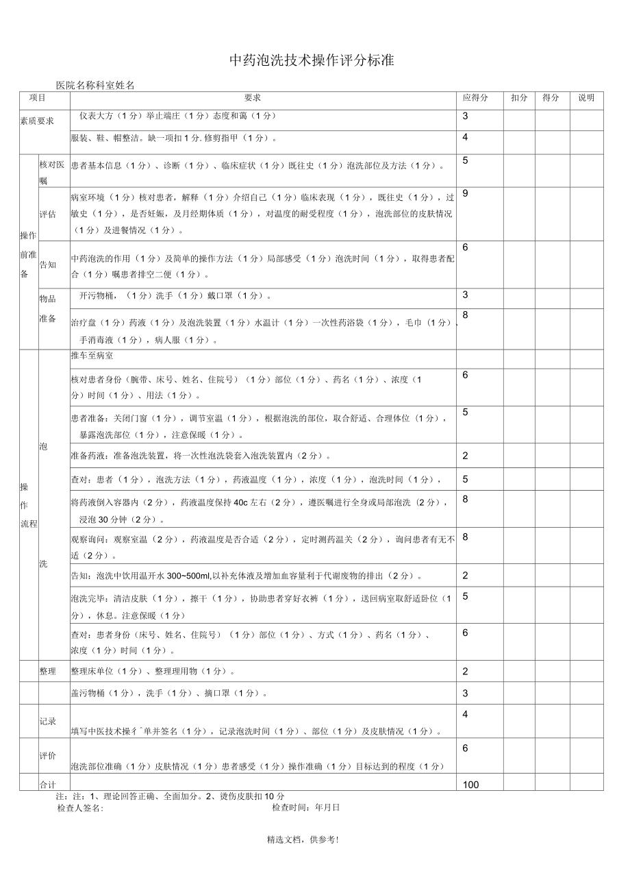 中药泡洗技术操作评分标准_第1页