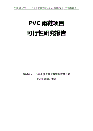PVC雨鞋项目可行性研究报告模板-立项审批