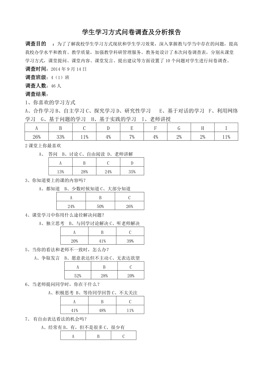 学生学习方式问卷调查及分析报告_第1页