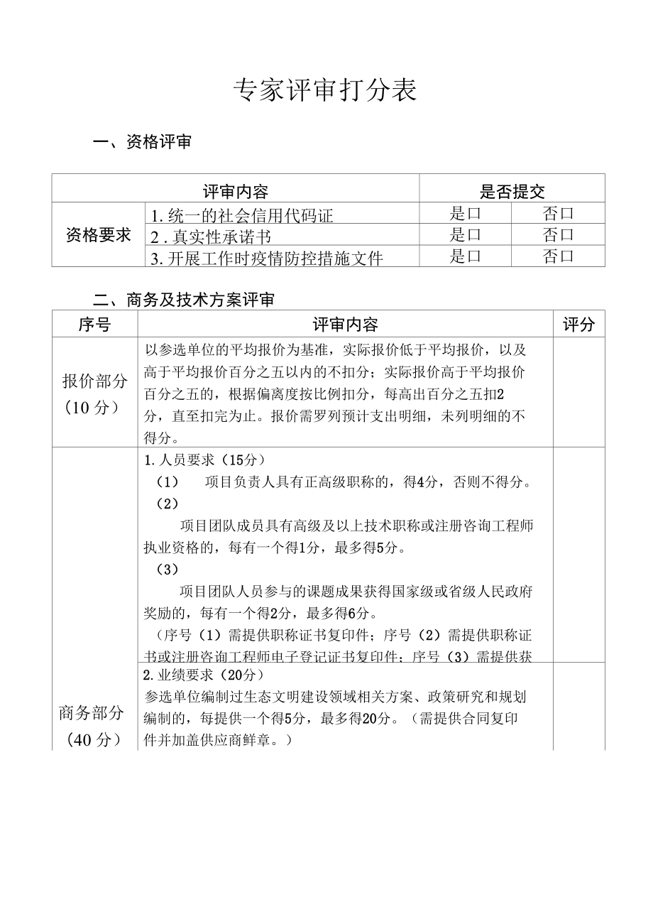 专家评审打分表_第1页