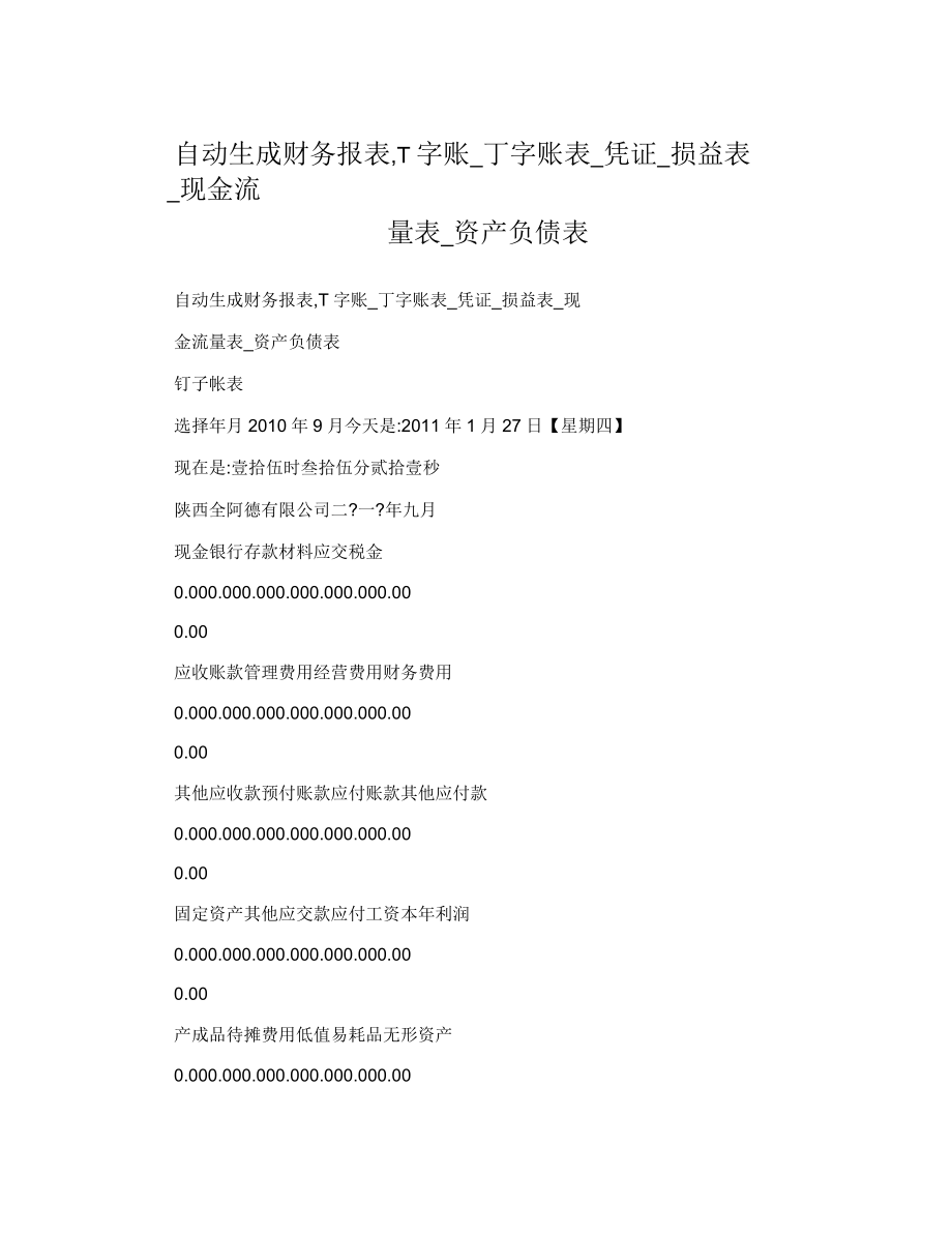 自动生成财务报表,T字账丁字账表凭证损益表现金流量表资产负债表_第1页