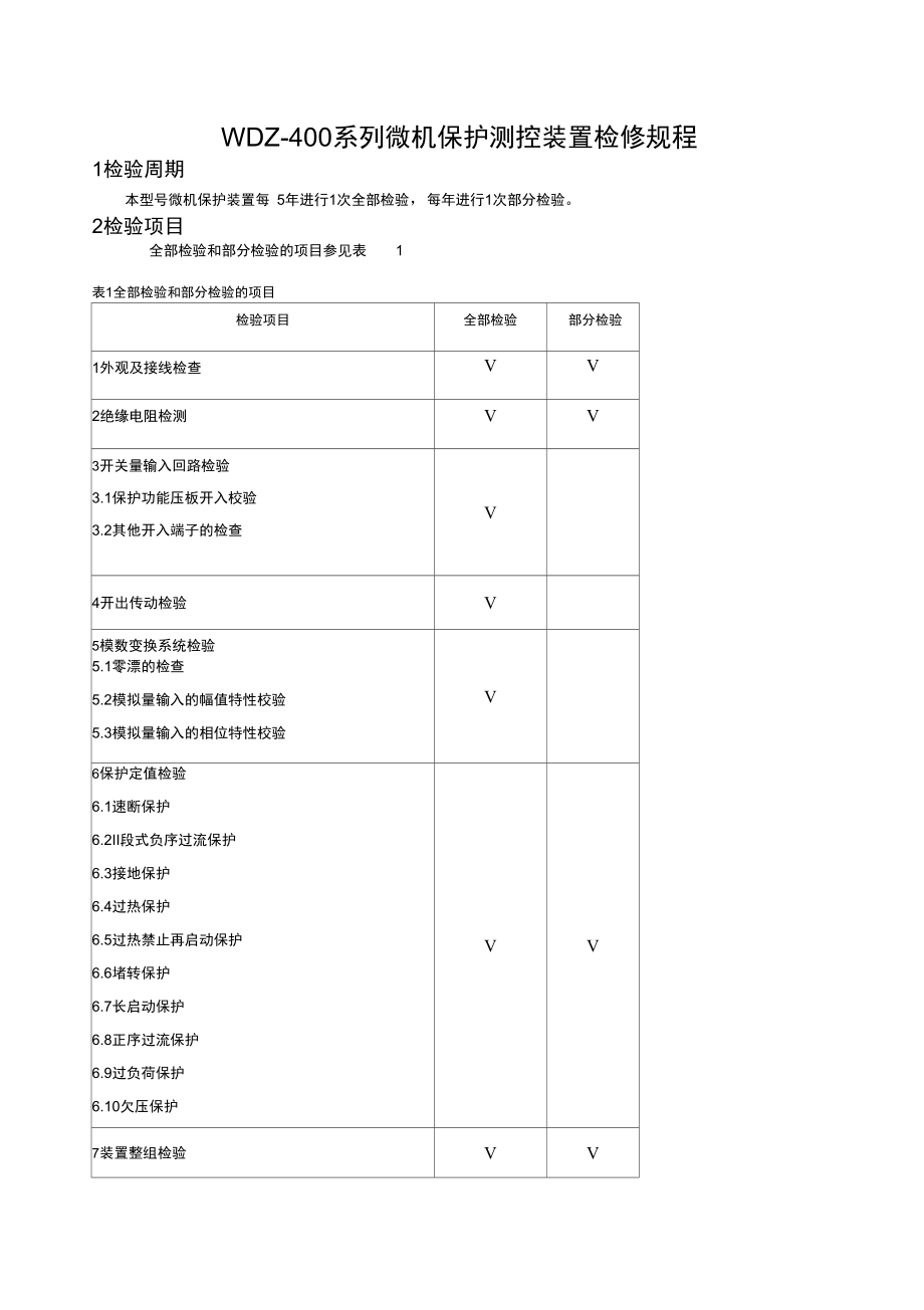 东大金智WDZ-400系列综合微机保护装置检验规程_第1页