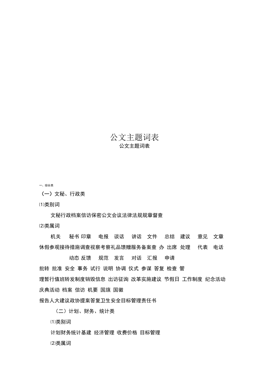 公文主題詞表_第1頁