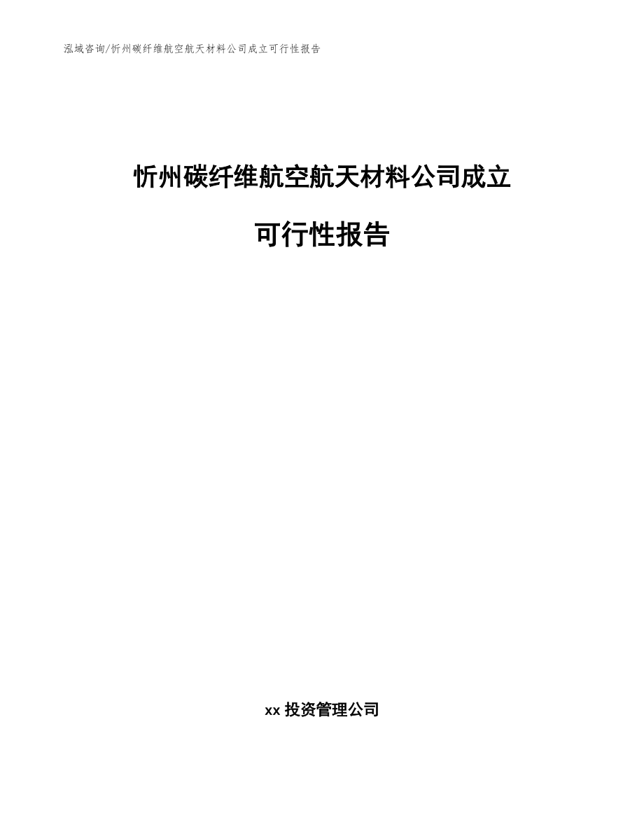 忻州碳纤维航空航天材料公司成立可行性报告（范文模板）_第1页