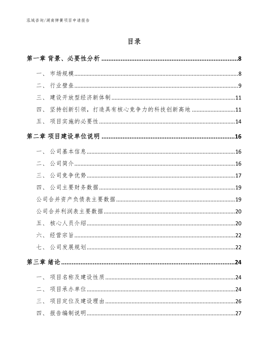 湖南弹簧项目申请报告（模板范本）_第1页