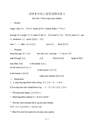 2017-2018年譯林版六年級上冊英語期末復(fù)習(xí)資料及復(fù)習(xí)題34頁