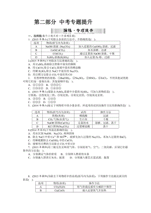 第二部分 中考專題提升 專題一　物質(zhì)的檢驗、鑒別與分離、除雜