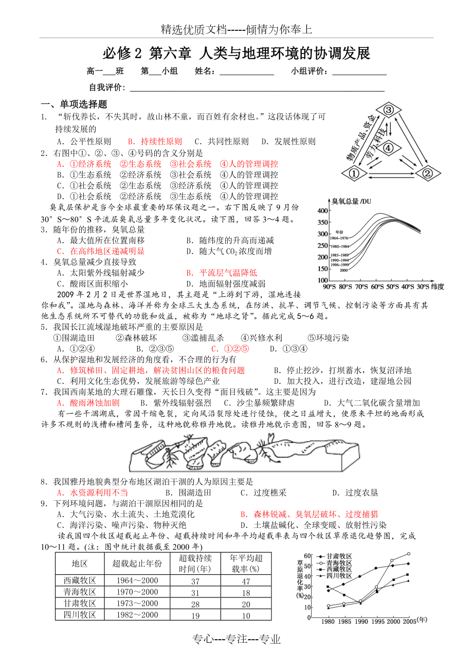 人教版高中地理必修二第六章《人类与环境的协调发展》(共5页)_第1页