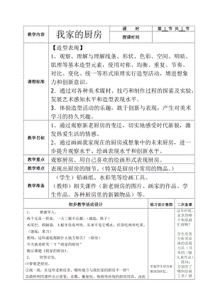 美術(shù)六冊(cè)電子教案二次備課 - 我家的廚房