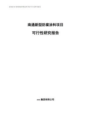 南通新型防腐涂料项目可行性研究报告【模板参考】