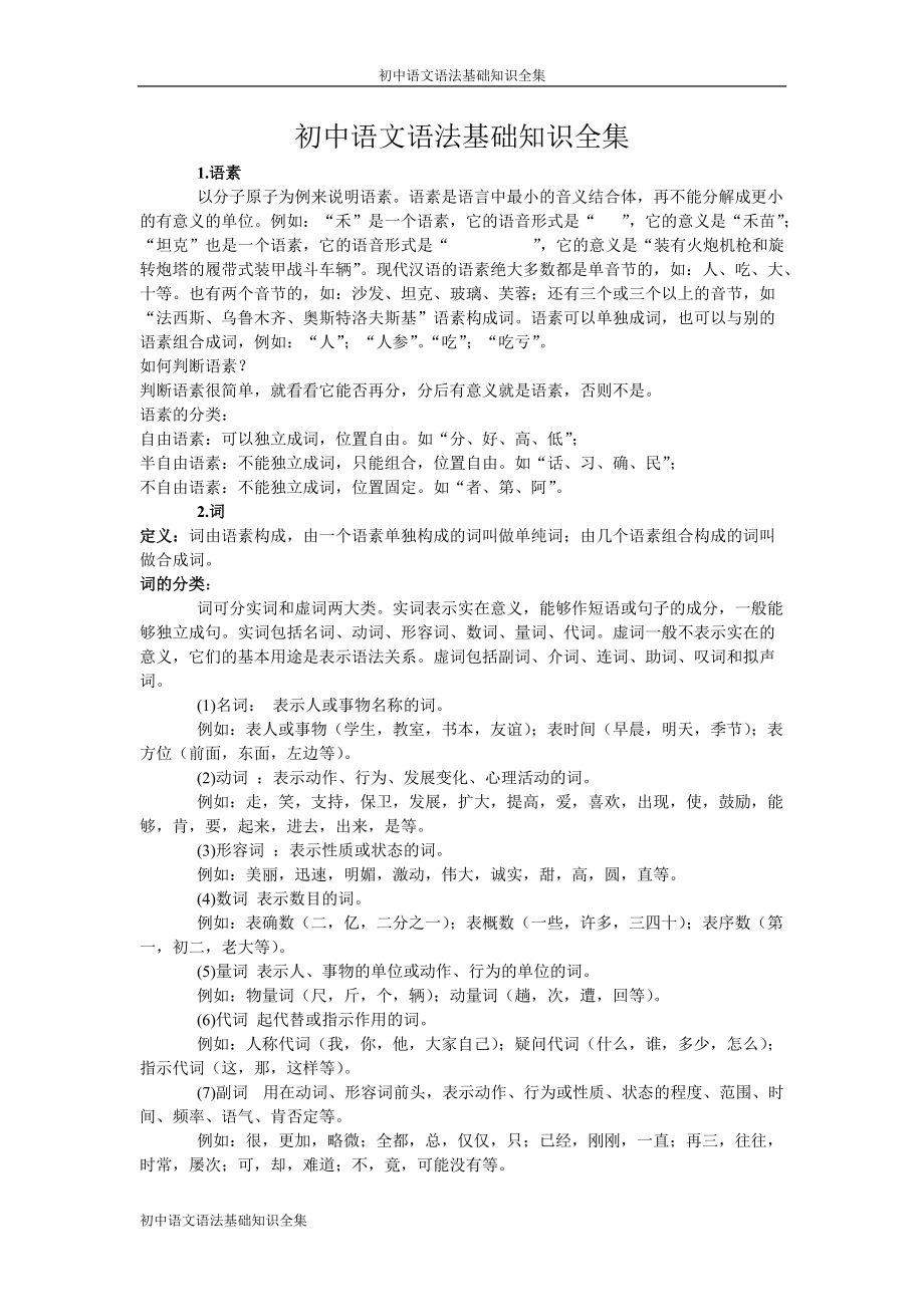 初中语文语法基础知识_第1页