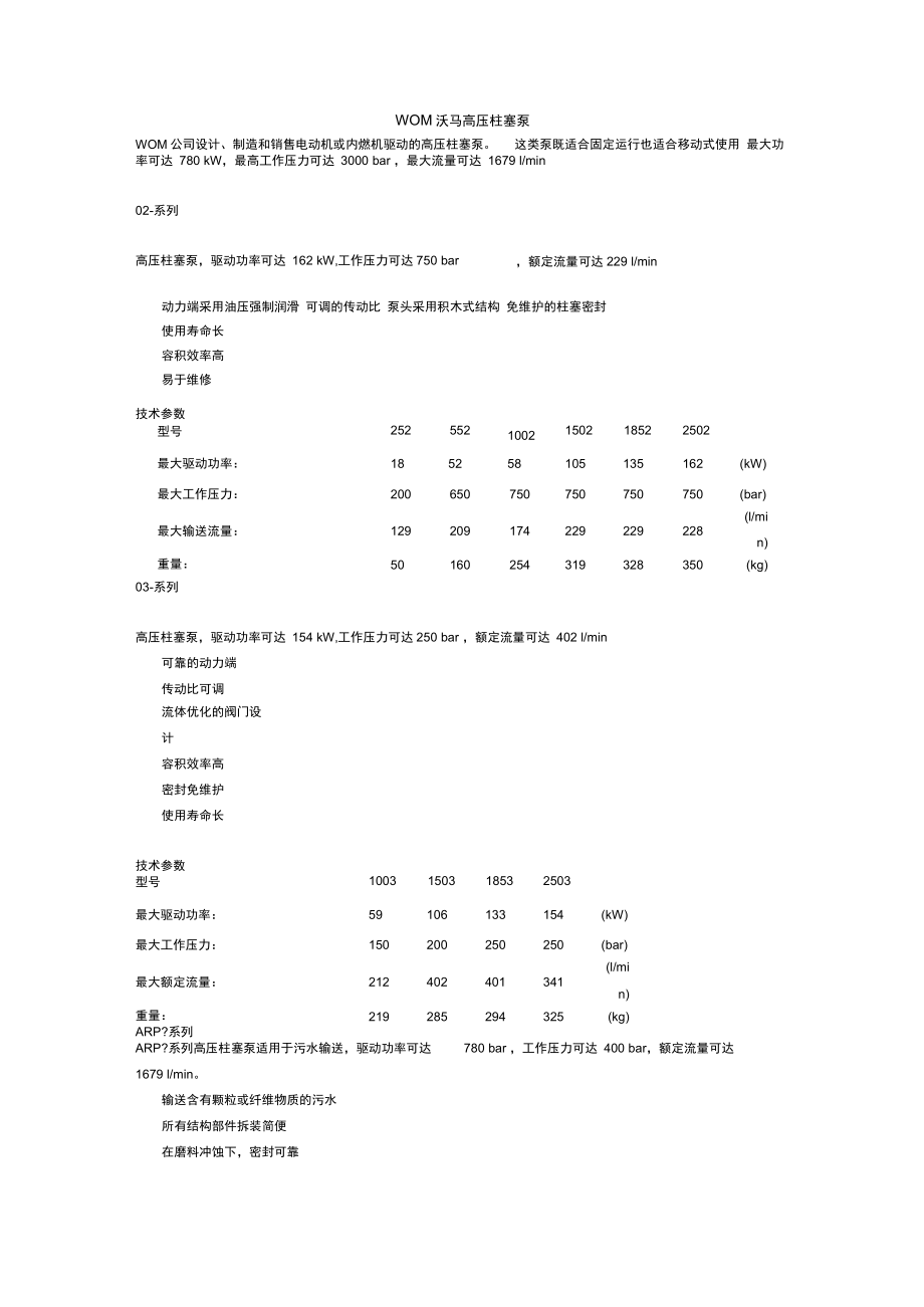 WOMA沃马高压柱塞泵_第1页