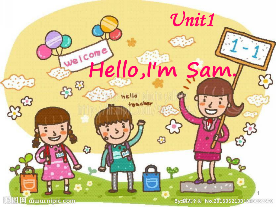 剑桥少儿英语一级上册unit1Hello I'm Sam.ppt_第1页