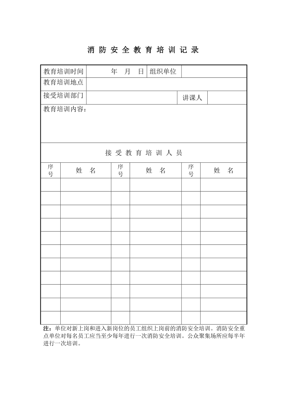 消防安全教育培訓(xùn)記錄 完整 含證書樣式_第1頁