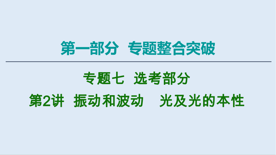 2020物理二輪課件：第1部分 專題7 第2講 振動和波動　光及光的本性_第1頁