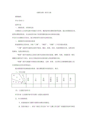 課堂教學類課程《課程教學大綱》格式與要求