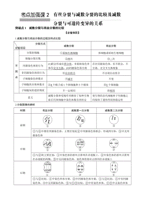 考點(diǎn)加強(qiáng)課2 有絲分裂與減數(shù)分裂的比較及減數(shù)分裂與可遺傳變異的關(guān)系