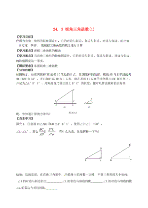 精校版九年级数学上册24.3锐角三角函数1学案 新版华东师大版