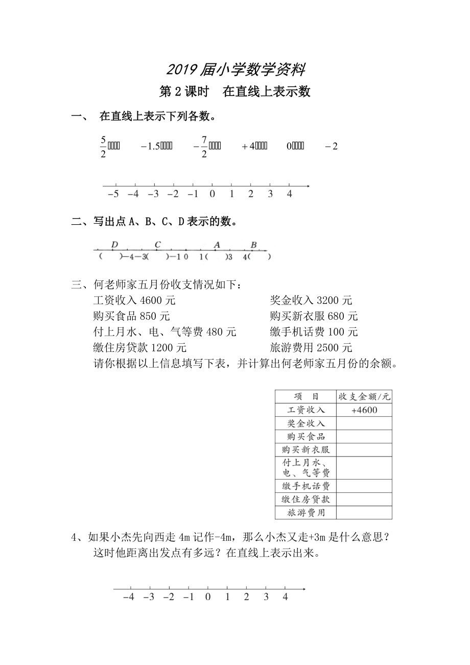 【人教版】六年級(jí)數(shù)學(xué)下冊(cè)：第1單元 第2課時(shí)在直線上表示數(shù)_第1頁(yè)